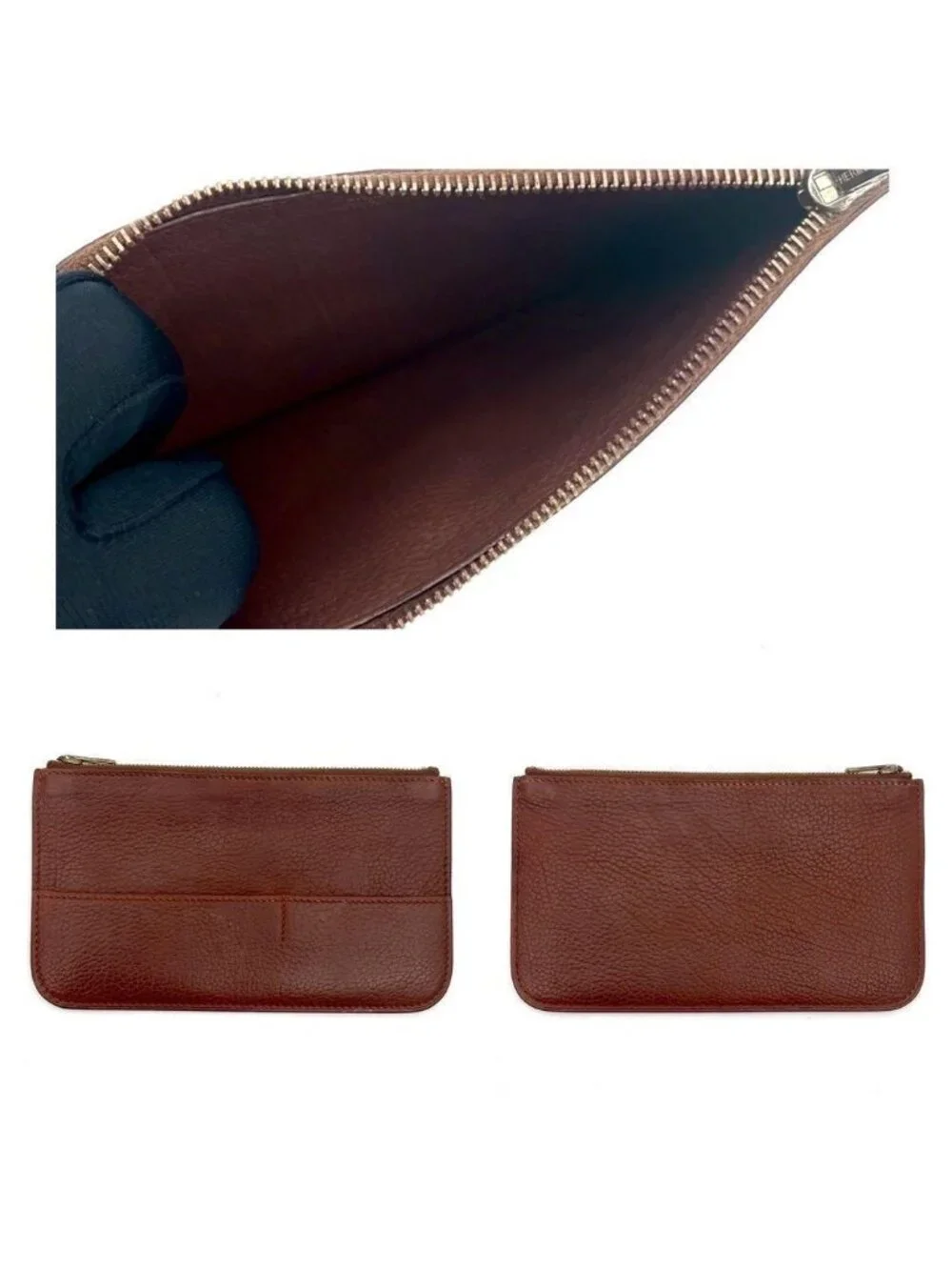 Hermes Dogon GM Togo Wallet Brown Silver Leather